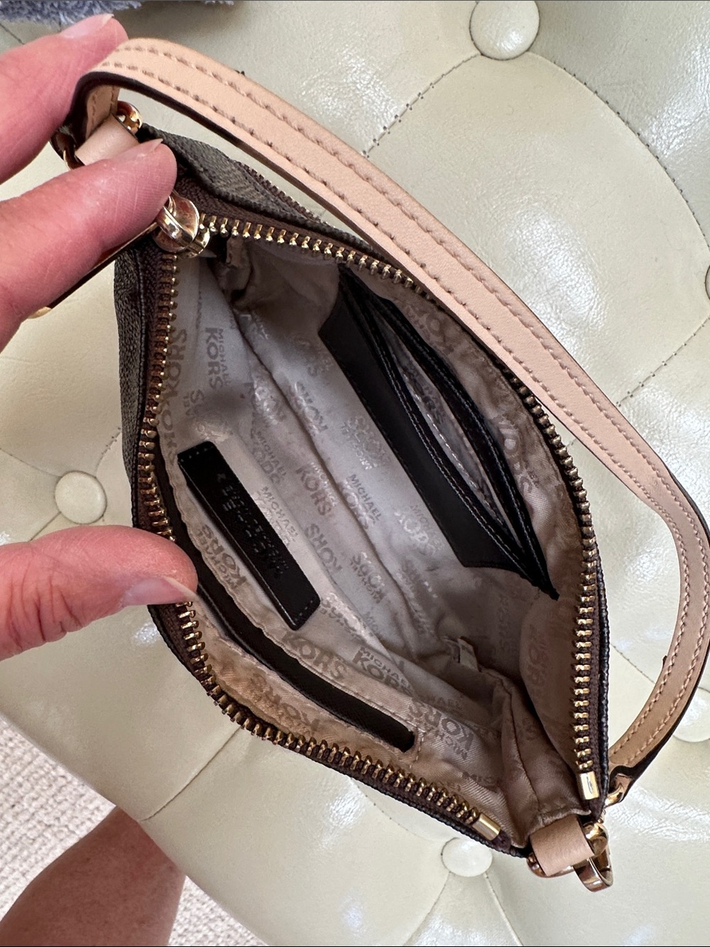 Michael Kors Brown Logo mini bag, Gold Hardware - Picture 7 of 16